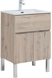 Aquanet Мебель для ванной Алвита New 60 1 ящик 2 дверцы дуб веллингтон белый – фотография-17